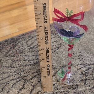 Festive Hand-Painted Wine Glass